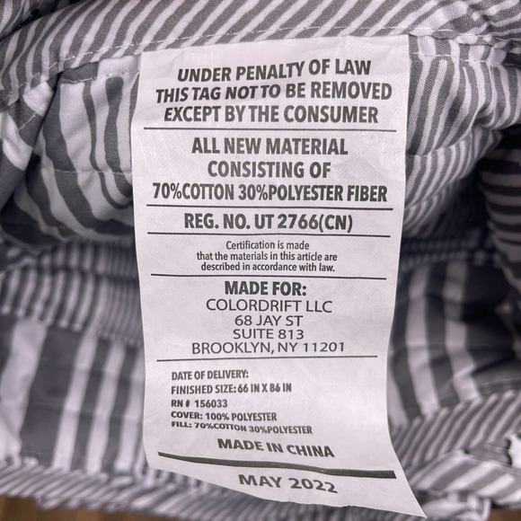 2 Piece Reversible Twin Quilt Set Oeko Tex Soft Grey Black White Striped Unisex - Picture 8 of 8